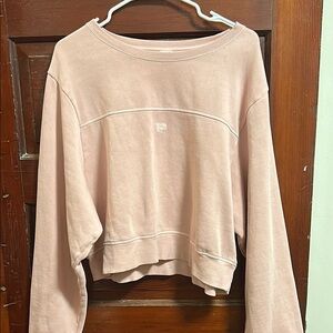PINK Victoria's Secret Cream Boxy Cropped Hoodie